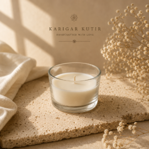 KarigarKutir lavender soy wax candle in a clear glass jar